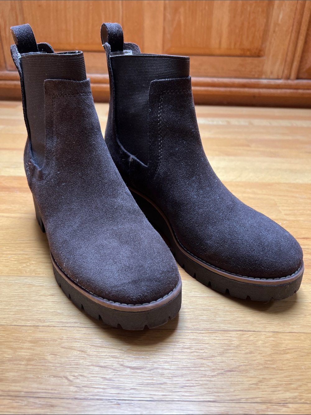 Blondo Brown Suede Chelsea Ankle Boots with Lug Sole
